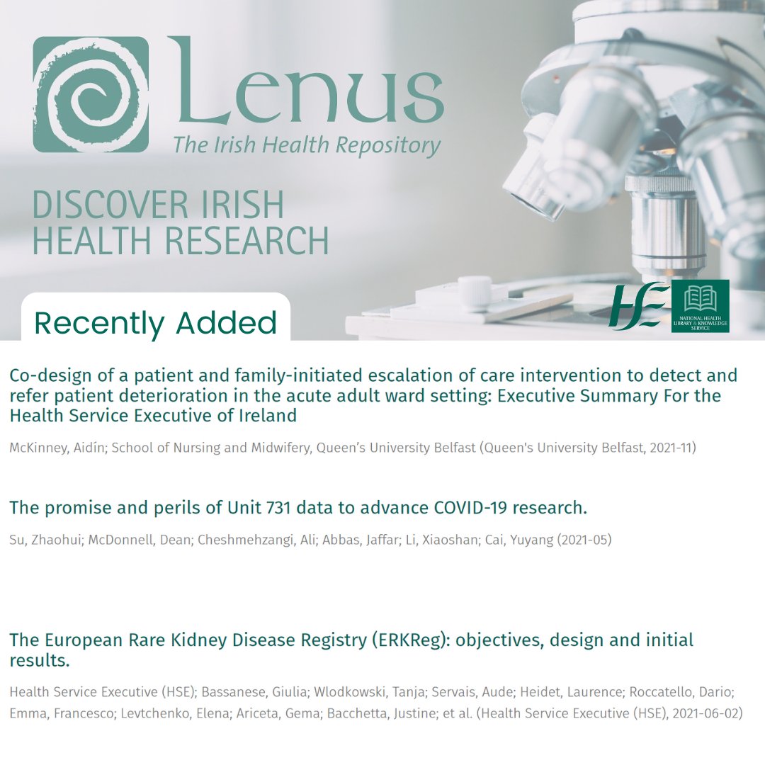 Lenus (@lenushse) on Twitter photo Check out what's new this week lenus.ie
#LenusHSE #irishhealthrepository
#OpenAccess #OAIreland @DMHospitalGroup @saoltagroup <a href="/AmbulanceNAS/">National Ambulance Service ๐ฎ๐ช๐</a>
<a href="/NDTP_HSE/">NDTP</a> <a href="/ICGPnews/">Irish College of GPs</a> <a href="/WeHSCPs/">National HSCP Office, HSE</a> <a href="/hselibrary/">hselibrary.ie</a> <a href="/HSEImm/">HSE National Immunisation Office (NIO)</a> <a href="/NOSPIreland/">HSE National Office for Suicide Prevention (NOSP)</a> <a href="/HSECHO7/">HSE Dublin South, Kildare & West Wicklow</a> <a href="/hpscireland/">HSE Health Protection Surveillance Centre (HPSC)</a> <a href="/HSEvalues/">HSE Values in Action</a> <a href="/MLMCommHealth/">CHO8 Midlands Louth Meath</a> Check out what's new this week lenus.ie
#LenusHSE #irishhealthrepository
#OpenAccess #OAIreland @DMHospitalGroup @saoltagroup <a href="/AmbulanceNAS/">National Ambulance Service ๐ฎ๐ช๐</a>
<a href="/NDTP_HSE/">NDTP</a> <a href="/ICGPnews/">Irish College of GPs</a> <a href="/WeHSCPs/">National HSCP Office, HSE</a> <a href="/hselibrary/">hselibrary.ie</a> <a href="/HSEImm/">HSE National Immunisation Office (NIO)</a> <a href="/NOSPIreland/">HSE National Office for Suicide Prevention (NOSP)</a> <a href="/HSECHO7/">HSE Dublin South, Kildare & West Wicklow</a> <a href="/hpscireland/">HSE Health Protection Surveillance Centre (HPSC)</a> <a href="/HSEvalues/">HSE Values in Action</a> <a href="/MLMCommHealth/">CHO8 Midlands Louth Meath</a>