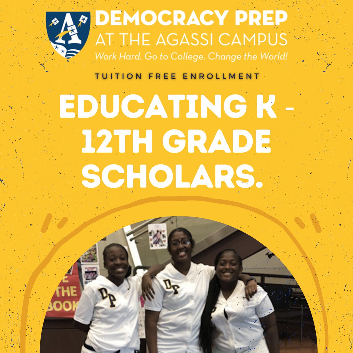 DPAgassiCampus's tweet photo. Happy Monday!! 💛

Just a reminder that our tuition free enrollment for the 2022-2023 school year for K-12 is open!!📚

Visit our website for enrollment details and additional information🎓

https://t.co/M4O0uhJyVy

#democracyprep#enrollment#education#highereducation#DPAC https://t.co/MrAorqiCud