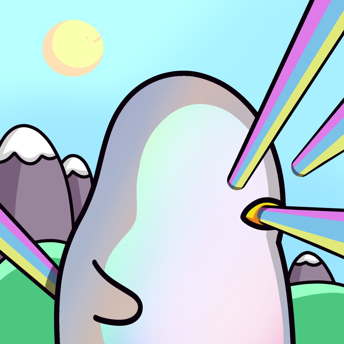 PuddlyPenguins's tweet photo. Here we have a 1/1 lovingly titled, Rainbola.  If this tweet gets 100 retweets I will do a special dick and balls suit 1/1 as well 🤝

The balls are in your court frens. https://t.co/RFWAw2nVbI