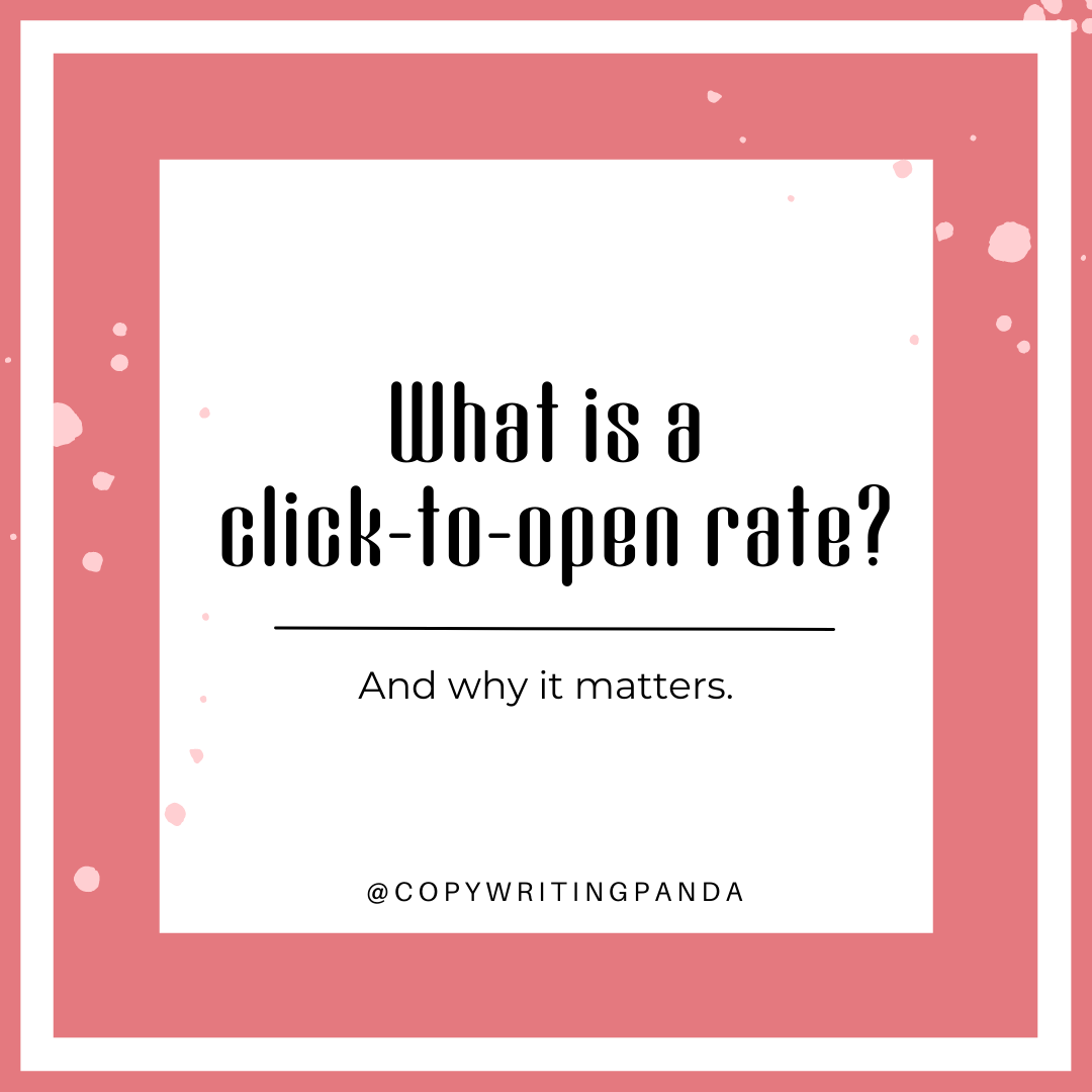 pandacopywriter's tweet photo. The click-to-open rate is the percentage of people who clicked on your email to open it.
So it's important to know how high or low a CTOR is so that adjustments can be made to your campaign.
Do you know what your CTOR is and are you happy with it?
#copywriting #emailmarket https://t.co/jauam6r6Uh