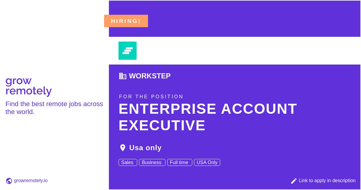 growremotelyio's tweet image. Check out this job at WorkStep for the position Enterprise Account Executive.

 Apply link: growremotely.io/?id=62099e563e…

#hiring #remotejobs #WorkStep #SalesandMarketing