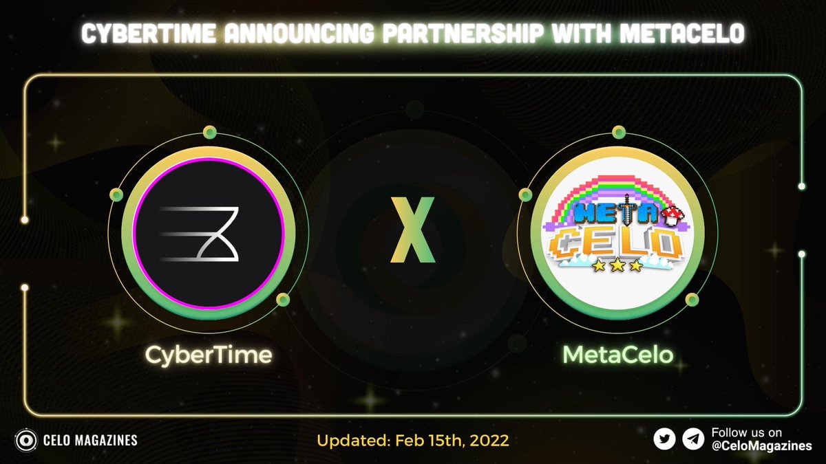 CeloMagazines's tweet photo. 🎉@cybertime_eth announcing partnership with @Meta_Celo
To celebrate it #CyberTime have a new #NFTGiveaway🥳
Check airdrop:
🔵 https://t.co/KA6TEs1w0v
#CeloMagazines #CELO #METACELO #CyberTime https://t.co/pleQ1IC9Ng