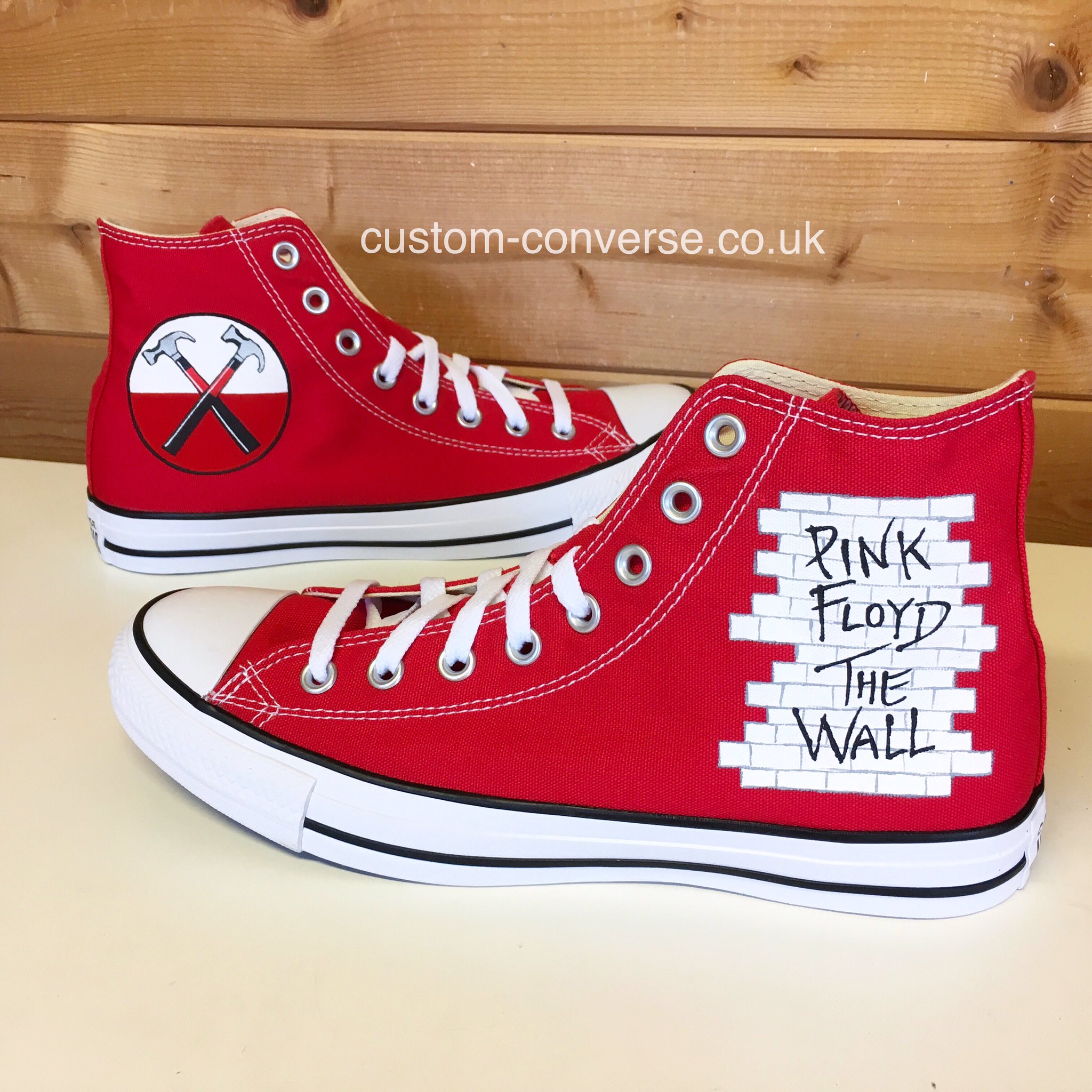 Custom Converse on Twitter: "Pink Floyd The Wall and Hammers on Red high  top Converse https://t.co/CRChWueHM2" / Twitter