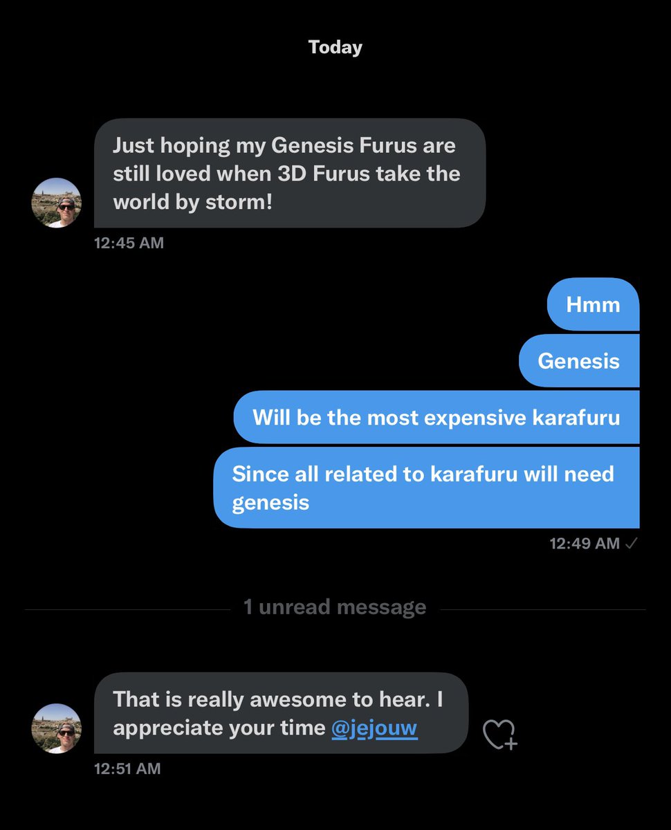 The genesis will be the most expensive furu ever <a href="/KarafuruNFT/">Karafuru</a> ✍🏻🤛🏻😉❤️✅🆘✨