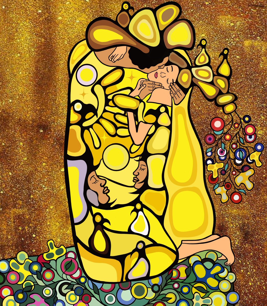 blakeangeconeb's tweet photo. The Kiss (Gustav Klimt) but Indigenous. Sending love to everyone today.

#indigenous #popart #anishinaabe #artwork #ojibway #painting #love https://t.co/HoMq75Hf46