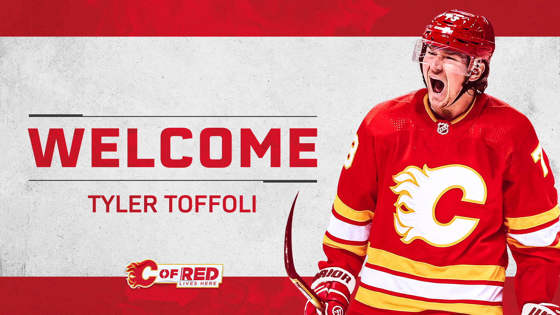 Framed Tyler Toffoli Calgary Flames Autographed 8 x 10 Red Jersey Skating  Photograph