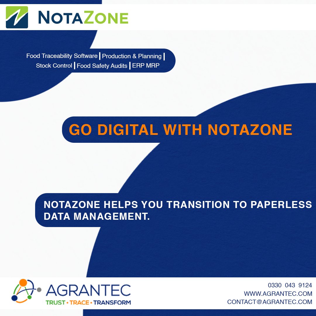 Agrantec's tweet photo. Go digital today and transition to paperless data management - NotaZone.
#inventorymanagementsystem #software #foodtech #stockcontrol #foodproducers #traceability #food #paperless #datamanagement https://t.co/OIJfIukbSV