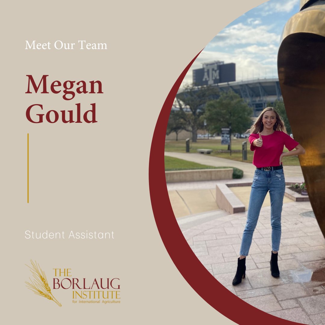 BorlaugTAMU's tweet photo. Meet Megan Gould!

Megan is a Student Assistant in the Africa Region and joined the team in 2021. She was born in Toutle, WA and attended @WSUPullman. Megan currently helps teach two undergraduate courses at @TAMU as a graduate student. 

#meetourteam #staffhighlights https://t.co/xNWmMF3rN7
