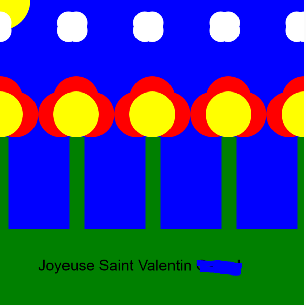 TicTacLabBXL's tweet photo. Joyeuse Saint-Valentin à tou.te.s! Cet après-midi, on s'est envoyé quelques fleurs codées avec la librairie #p5js 💕🌹🌷🌼 https://t.co/rSuOX8HvdK