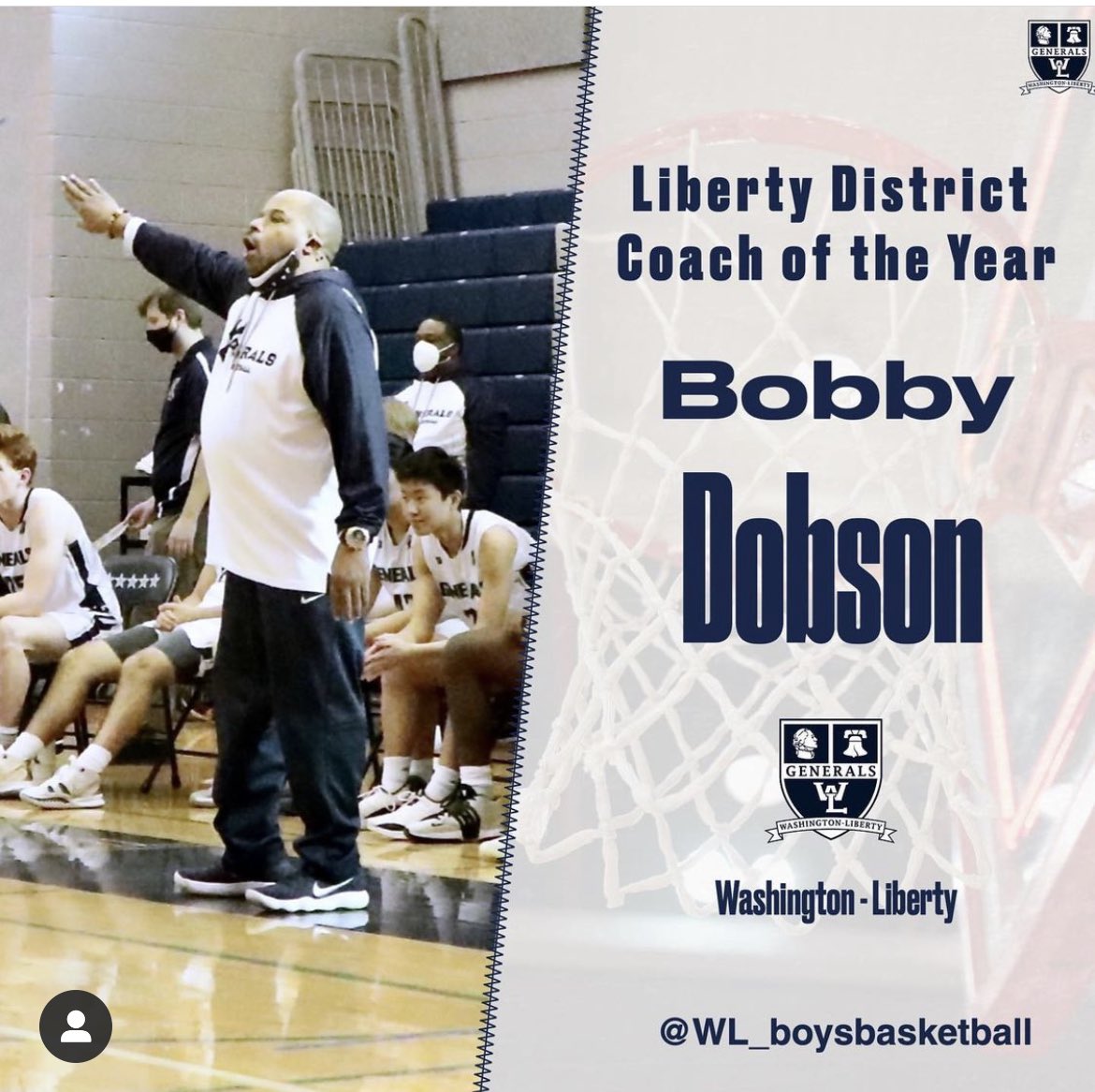 WLBoysBasketba1's tweet photo. Congrats to Coach Dobson!  Liberty District Coach of the Year! https://t.co/t91uIDx8N3
