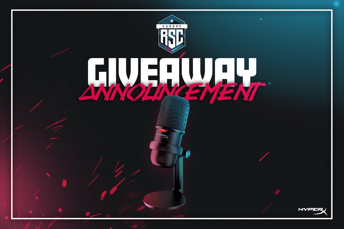 RSC_EU's tweet photo. ⚠️ 🎁 GIVEAWAY 🎁 ⚠️ 

We’ve joined forces with our pals at @HyperX to give YOU the chance to win a HyperX Solocast Mic 😍

To enter:

- Follow us @RSC_EU
- Retweet this post
- Tag a friend

We're spoiling you right now!

Entries will close 0:00 GMT 26/02. Good luck! https://t.co/waWWadRV7m