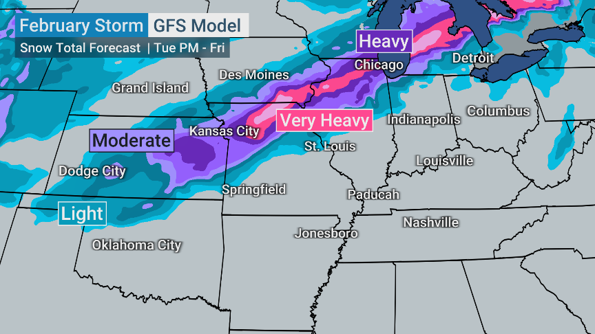 wunderground's tweet photo. Are you #TeamEuro or #TeamGFS? Potent winter storm to bring heavy snow to parts of the central U.S. this week, but who will see the biggest totals?❄️
@DrRickKnabb & @mikebettes are breaking down the wintry weather threat & severe risk on WU until 4PM ET! https://t.co/cLOVdtPEpS