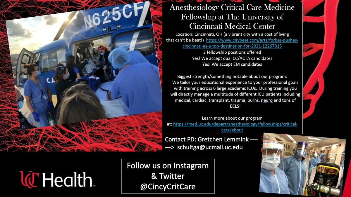 SOCCA_CritCare's tweet photo. #ApplyACCM #CriticalCareFellowship Learn more about the University of Cincinnati's program https://t.co/BjePpuicHl @CincyCritCare https://t.co/7VA1i9VRd5