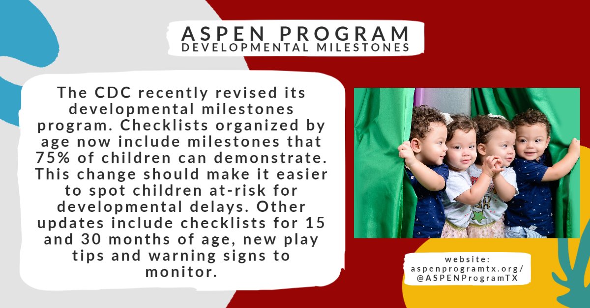 Check out our website!
aspenprogramtx.org

#DevelopmentalMilestones #Milestones #BabyMilestones #ChildDevelopment #ToddlerDevelopment #BabyDevelopment #ParentingSupport #CDC