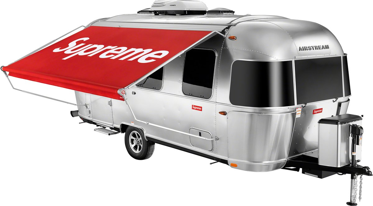 samsheffer's tweet photo. yo @Casey want to go halfsies with me on this supreme x @Airstream_Inc?!?!?!

this thing is next level https://t.co/vGAg7ydqkH