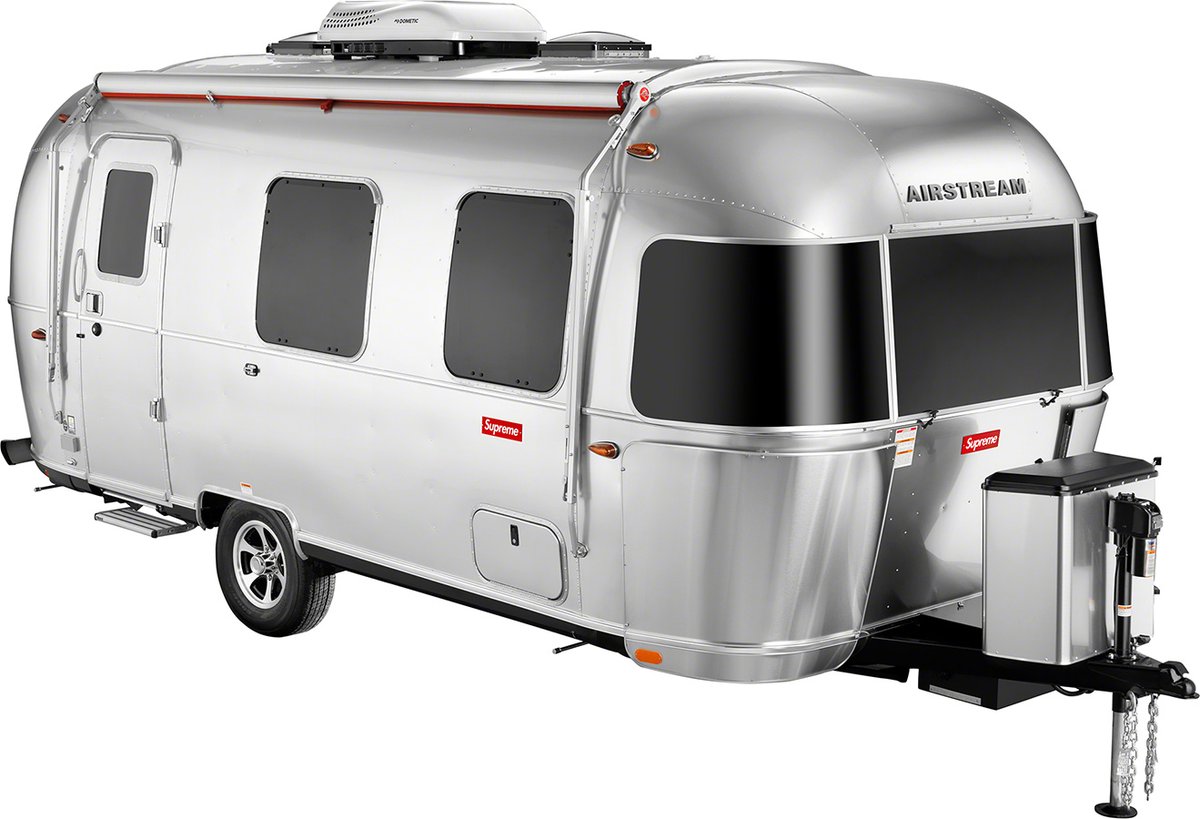 samsheffer's tweet photo. yo @Casey want to go halfsies with me on this supreme x @Airstream_Inc?!?!?!

this thing is next level https://t.co/vGAg7ydqkH