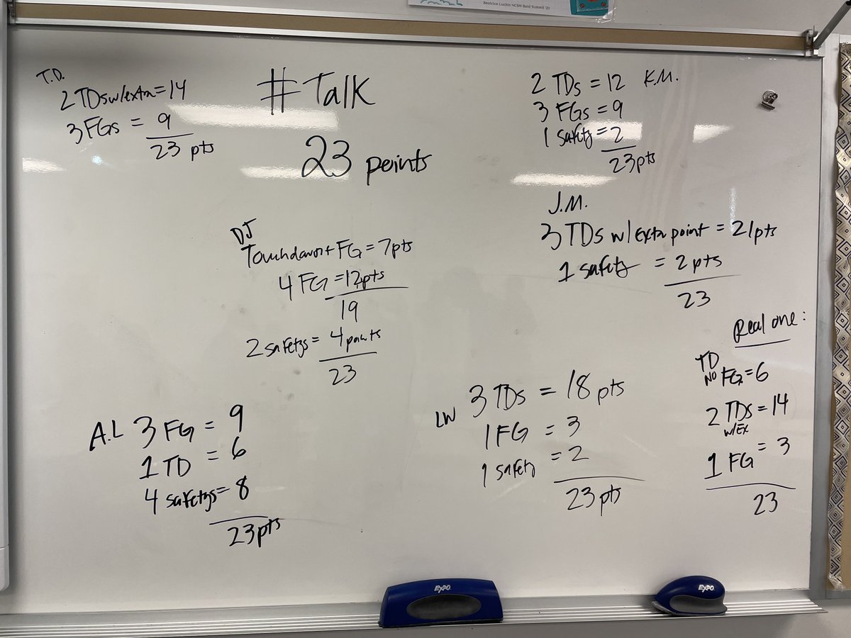 Super Bowl Number Talks today! Look what our amazing students shared #NumberTalks #HSNumberTalks