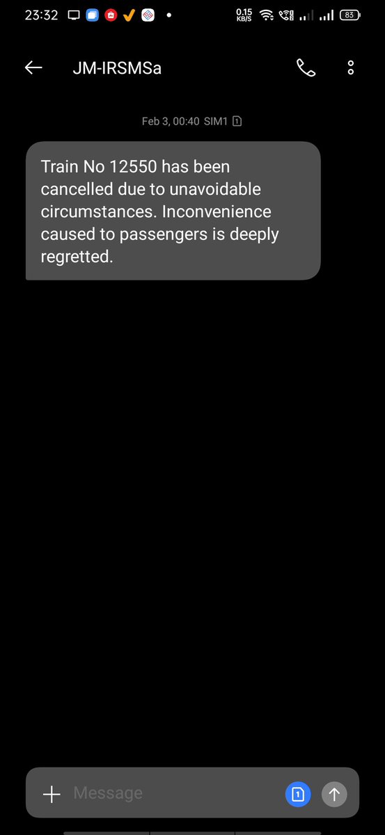 Ram5609's tweet photo. @makemytripcare hi MMT my train got cancelled by irctc on 3rd Feb. I saw a notification on mmt app that I will receive my refund and I should not not be filing any TDR or cancel the ticket on app. Then I received message from irctc to collect the amount from agent mmt. https://t.co/XWB7nB0isH