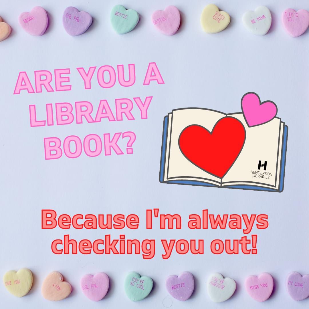 hendersonlibs's tweet photo. Happy Valentine's Day from your favorite libraries! ☺️💟📚

#libraryvalentine #hendersonlibraries https://t.co/snWx1APl86