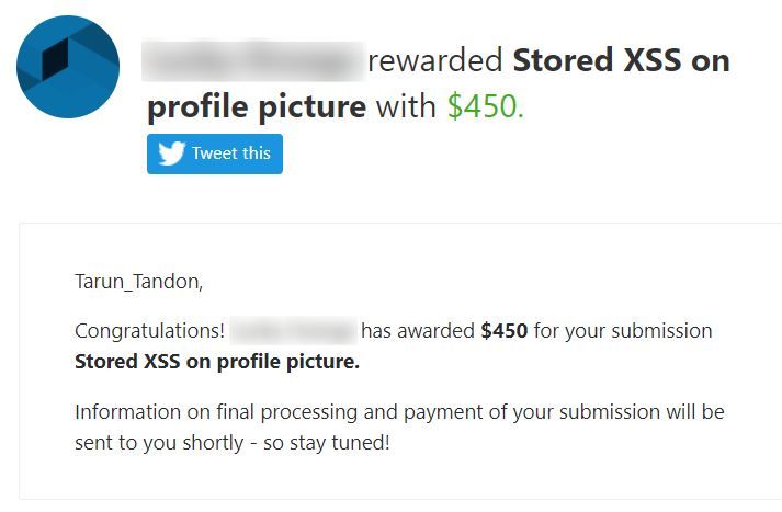 This was a nice bypass on the profile picture as I changed the content type of the image and it got uploaded!

Tip - Upload the XSS Image and try changing the content type of the uploaded payload.
#Bugcrowd #bugbountytips #bugbountytip #ItTakesACrowd #BugBounty #CyberSecurity