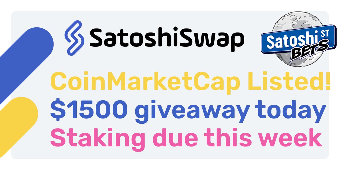 SatoshiSwap is listed on CoinMarketCap! 🥳🎉
coinmarketcap.com/currencies/sat…!
Visit the page and click the ⭐️ to add #SatoshiSwap to your watchlist!