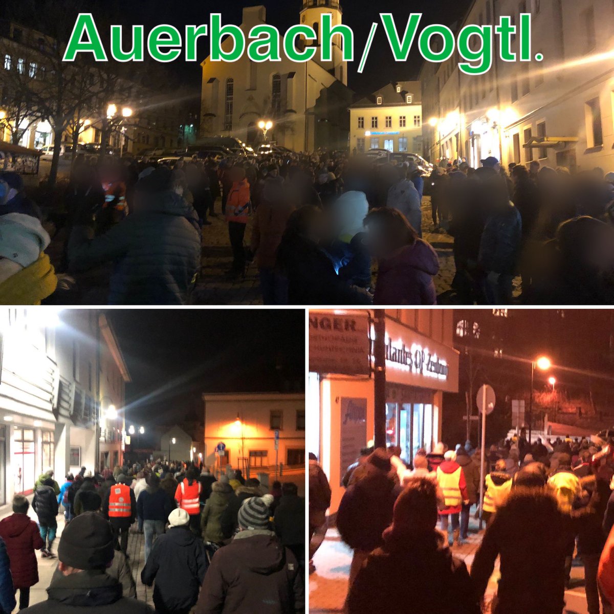 Über 600 Bürger sind in #Auerbach auf der Straße. Der Widerstand wächst auch in der vogtländischen Stadt. Bundesweit protestieren alleine heute wieder Hunderttausende!

DER III. WEG: Folgt uns bei Telegram! t.me/derdrittewegvo…

#vogtland
