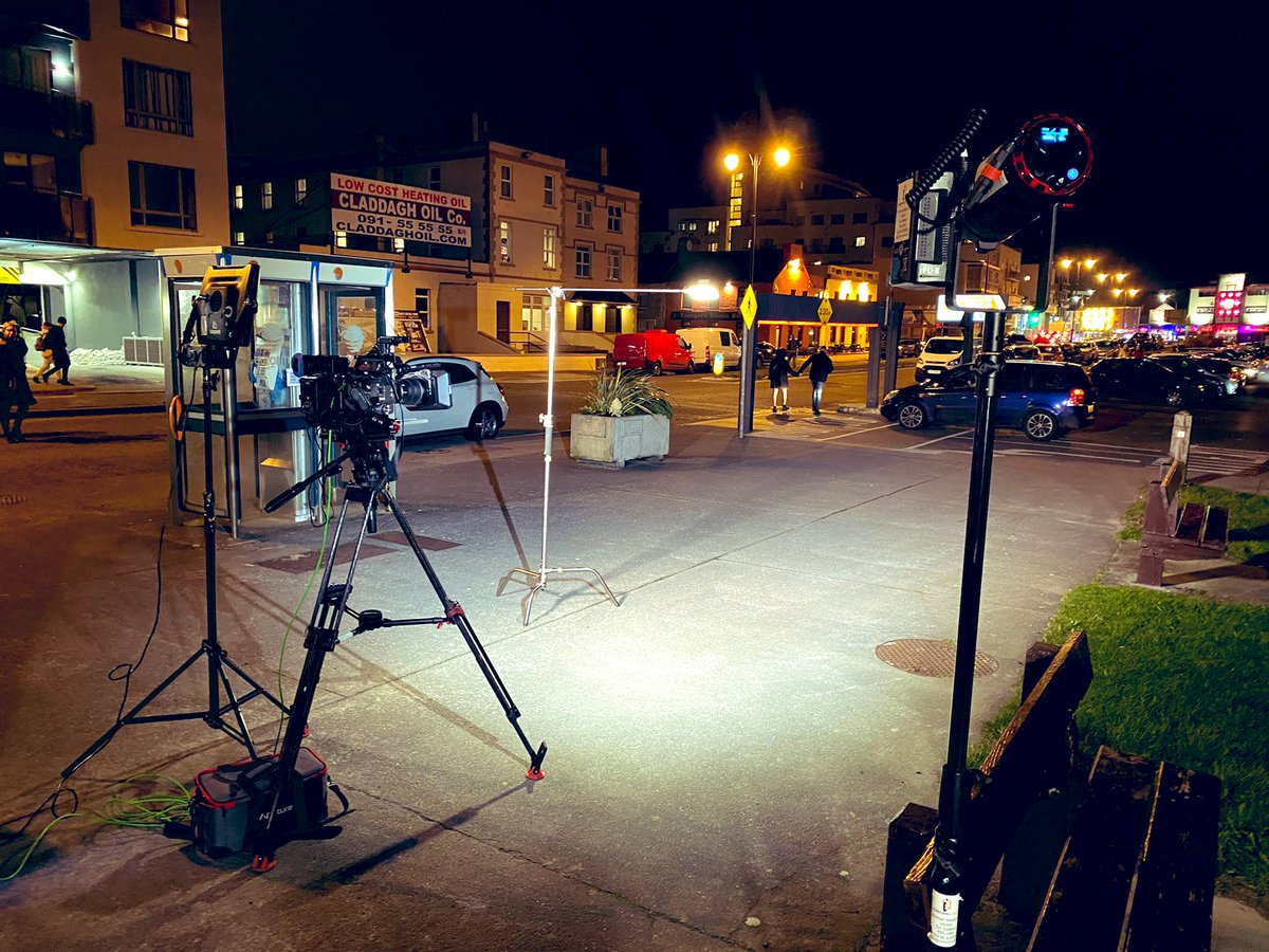 Getting set up to go #live into @NuachtTG4 at 7 with @SineadNiN with the latest on the #Salthill #cycle proposal. #sonyfx9 @Litepanels @AputureLighting @LiveU