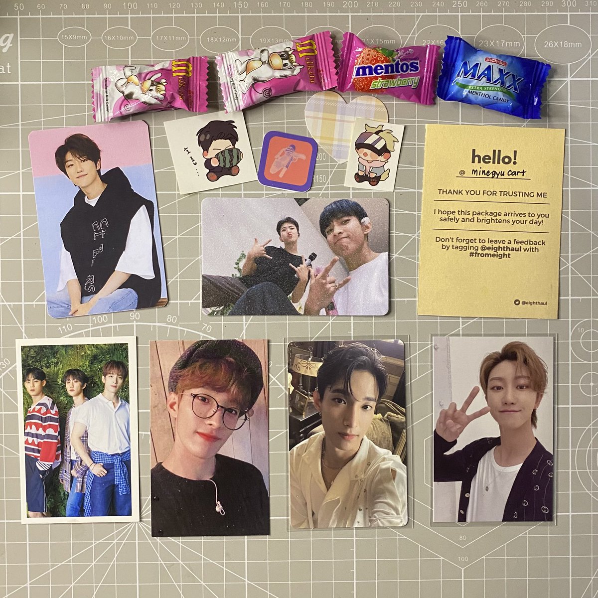 minegyucart's tweet photo. ꒰ #minegyumails┊ ˎˊ˗
↳ 💌 ー 021422 mail ꒱
✎ᝰ┆hi, @eighthaul ! i’ve received this package last week pa and i finally got to open it today <3 dk arrived home safely thanks to your secure packaging ^__^ thank you so much for this massive mail t__t #fromeight https://t.co/evmc43Fc3r