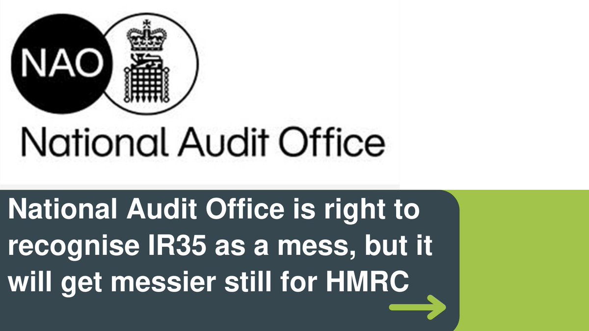 The <a href="/NAOorguk/">National Audit Office</a> has published a good report, because it really confirms what it feels like almost everyone has been saying to HMRC for many years now on the IR35 front -- <a href="/BauerCottrell/">Bauer & Cottrell</a> discusses here: bit.ly/3rNeR59

#nationalauditoffice #ir35 #hmrc
