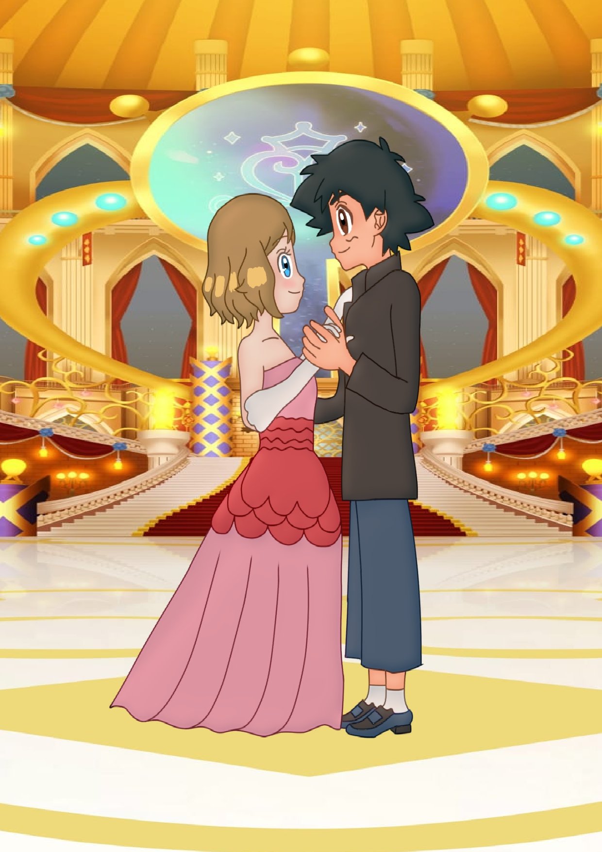 Purple10v3r Anipoke Amourshipping Mewtwo Ash And Serena Dancing Feel Free To Use Paint Repost Etc Pls Write My Or Mention Me In The Post サトセレ ポケモン ポケアニ アニポケ セレナ サトシ