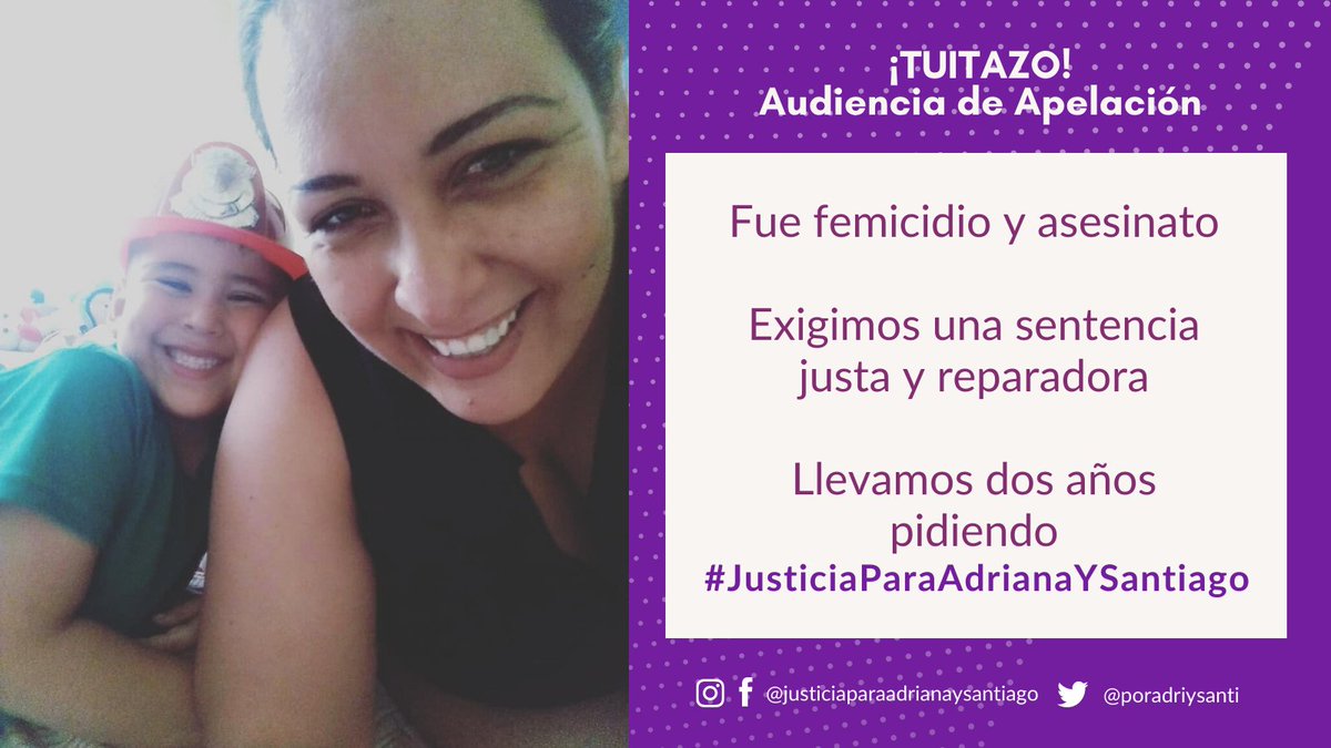 Hace dos años Adriana Camacho y su hijo Santiago fueron asesinados por Erick O. La discontinuidad en las audiencias ha sido revictimizante y exigimos que hoy se dé la audiencia de apelación. #JusticiaParaAdrianaySantiago <a href="/CJGuayas/">CJGuayas</a> <a href="/CJudicaturaEc/">Consejo de la Judicatura</a> <a href="/FaustoMurilloEC/">Fausto Murillo Fierro</a>