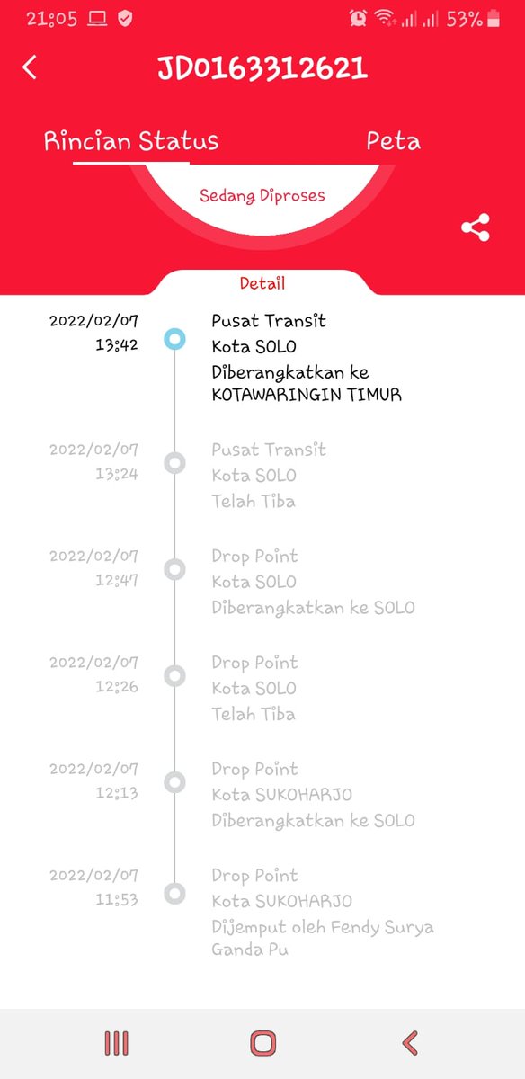 gembur115's tweet photo. @jntexpressid J&amp;T parah, paketan lain 3 sampai 4 hari sdh sampai tujuan, ini sdh 7 hari bisanya cuman jalan ditempat https://t.co/FATfba9oJX