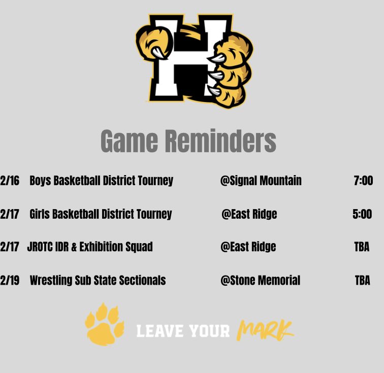 hxhsprincipal's tweet photo. Come support our Wildcat athletes this week!! #leaveyourmark https://t.co/XAxZVMg6Ap