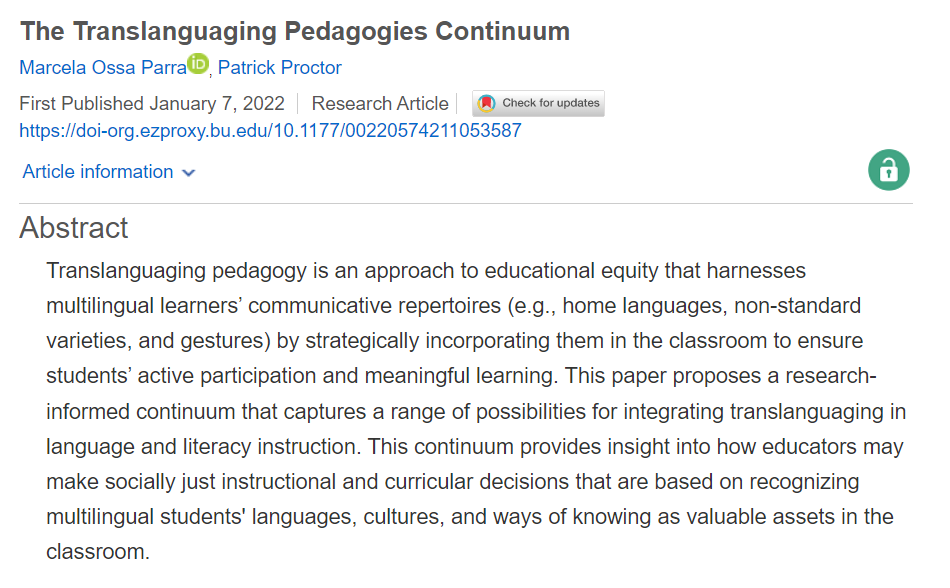 JournalofEd's tweet image. Are you interested in educational equity and multilingual learners? Check out this study by  @cpatrickproctor of @BostonCollege and @MOssaParra of @QC_News to learn more.
