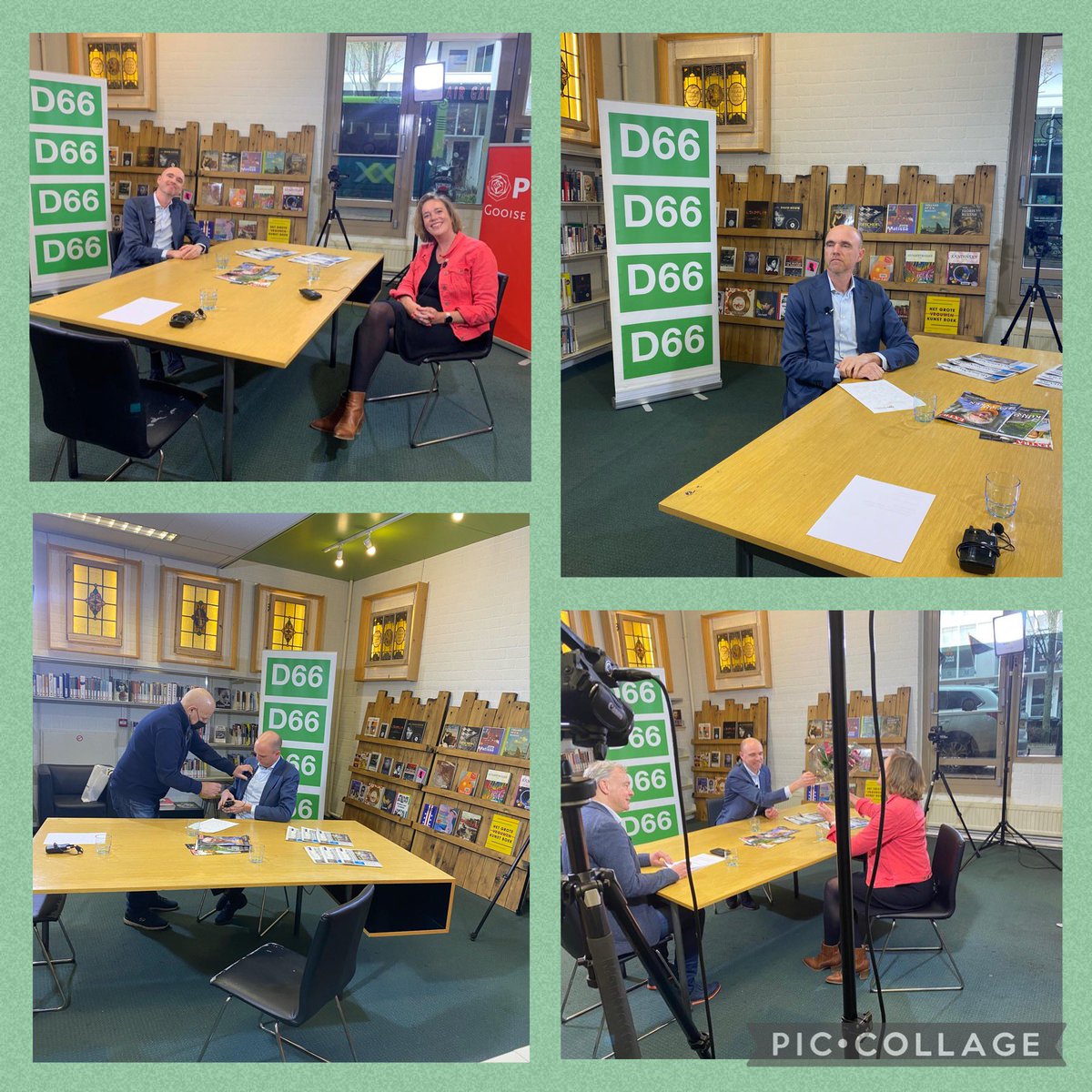 d66gooisemeren's tweet photo. Lijsttrekkersdebat bij @GooiTV_nl vandaag met de PvdA. Na microfoon, geluid en beeld check kon onze lijsttrekker @vrtgng los over de OZB en de woonopgave in Gooise Meren, maar niet alvorens @Rolien78 te trakteren op rode rozen voor Valentijnsdag 😉💚 https://t.co/1WkNk0aRgG