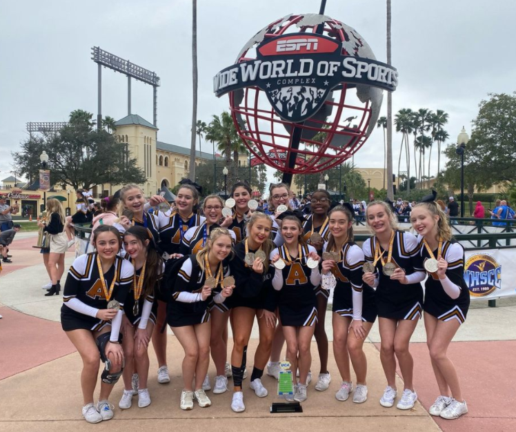 AthensALSchools's tweet photo. WAY TO GO ATHENS CHEER! Our Athens Cheer Teams have placed SECOND at NATIONALS in THREE of their competitions, including @AHS_Alabama Super Varsity, @AHS_Alabama Junior Varsity Game Day, and @amseagles Junior High! We are so very #Athensproud of you! #oneAthens #GoldenEagleSpirit https://t.co/9cUANPMFyc