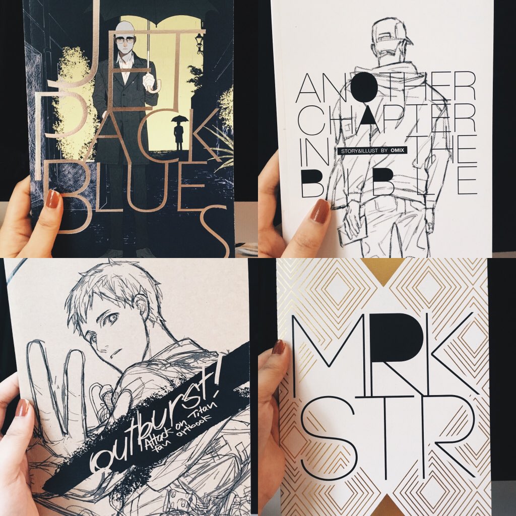 มาอวดงานปกโดจิน (2014-2019) ของผมเอง 🥺✨
แต่ละเล่มเป็นหนังสือการ์ตูน 30-60 หน้า 
สังเกตได้ว่าชอบทำงานเน้น Typo กับปั้มฟอล์ย 🤣 https://t.co/xFO3Cp1Wgq 