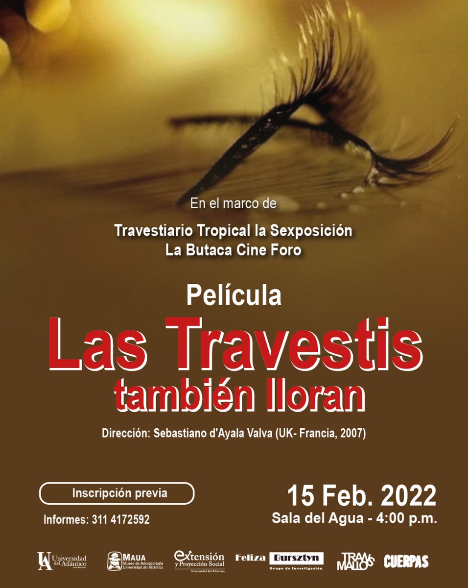 museoMAUA's tweet photo. CINECLUB LA BUTACA. Película documental Las travestis también lloran de Sebastiano d'Ayala Valva (UK-France, 2007).

Más información:  3114172592
LINK DE INSCRIPCIÓN: https://t.co/f9Y1THf6bW
¡Te esperamos! https://t.co/QXTslJHUfT