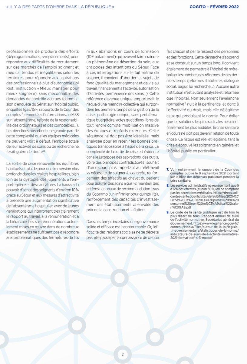 🖊️ Parution du 2nd cogito mensuel de la Conférence des DG de CHRU. « Il y a des parts d’ombre dans la République »… Sortir de la crise sanitaire ne peut que les révéler.
Prochain RDV en mars !