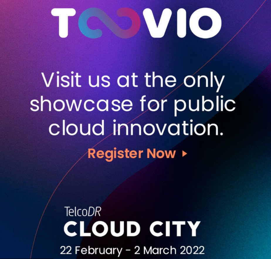 Toovio's tweet photo. ⏲️ Only 8 Days to go until we are live at CLOUD CITY 2022 &amp; we are really excited to meet everybody!

Register below!

👉 https://t.co/6qXxgJxlm2
📅 22nd February - 2nd March

#CLOUDCITY
#CCNEWS
@TelcoDR https://t.co/b40GztWa1l