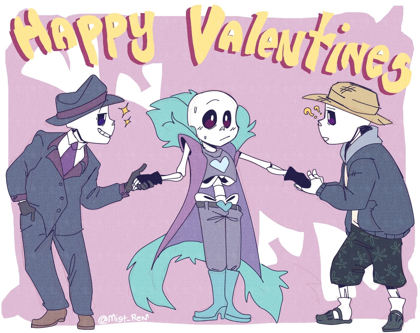 Zwagyzonk on X: RT @RenMist: Happy Valentines guys 💜 #undertaleaus #sans # aus  / X