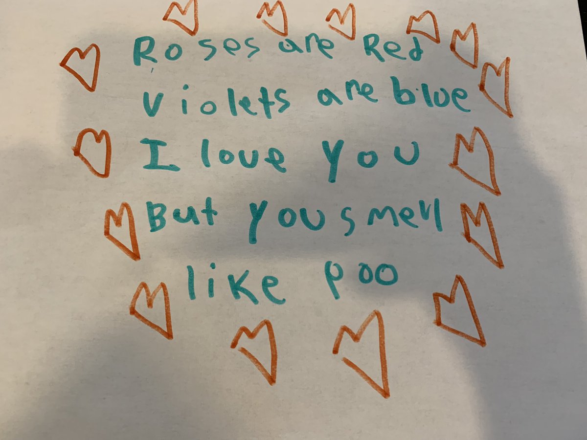 This one is for all you romantics out there, courtesy of my 7 y.o son. We expect Hallmark to call any time now.