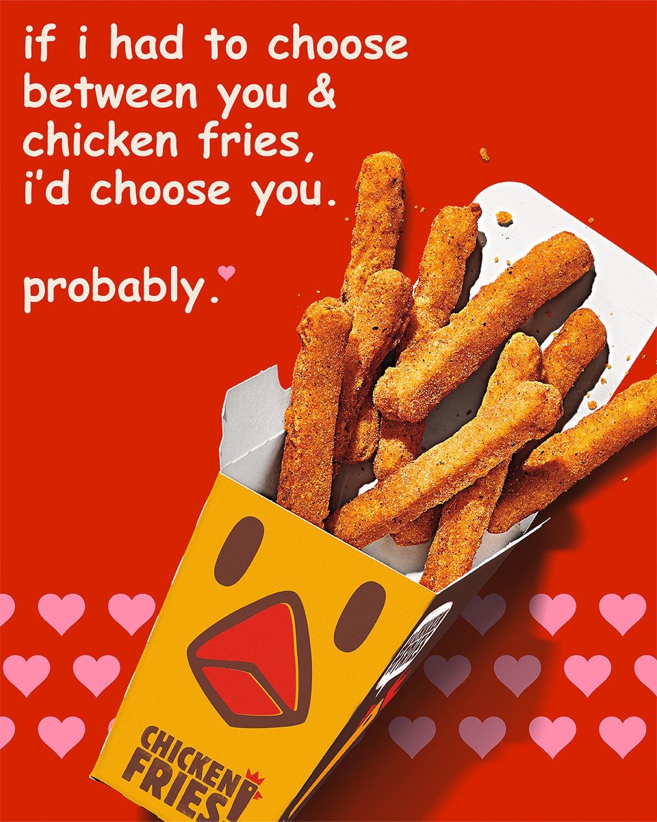 BurgerKing's tweet photo. shoot your shot and if it all works out, you’ll know they’re the one (aka a true chicken fries lover) https://t.co/FpedAhQuGS