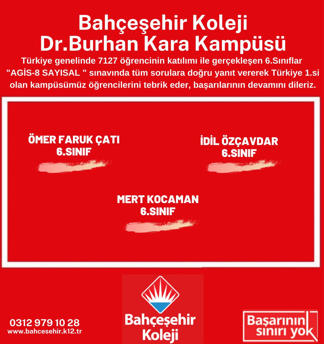 “Bahçeşehir Koleji Öğrencilerini Arıyorsanız En İyilerin Arasına Bakın. ”
Sevgili öğrencilerimizi, öğretmenlerimizi ve velilerimizi tebrik ederiz. ❤️💙 #başarınınsınırıyok