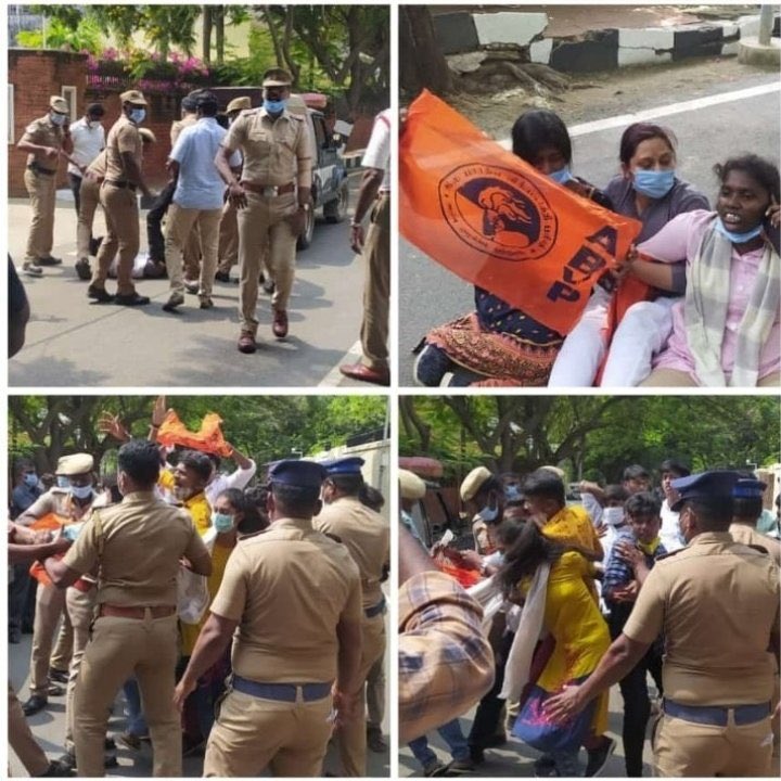 supriya08445676's tweet photo. DMK Govt. of Tamil Nadu used police to arrest the National Gen. Secy. Nidhi Tripathi &amp; other Karyakartas for demanding #JusticeForLavanya in Chennai.
We condemn this attempt by DMK led Govt., You can't suppress our voice by using police. We will fight till Lavanya gets justice. https://t.co/eRGLFHxqBW