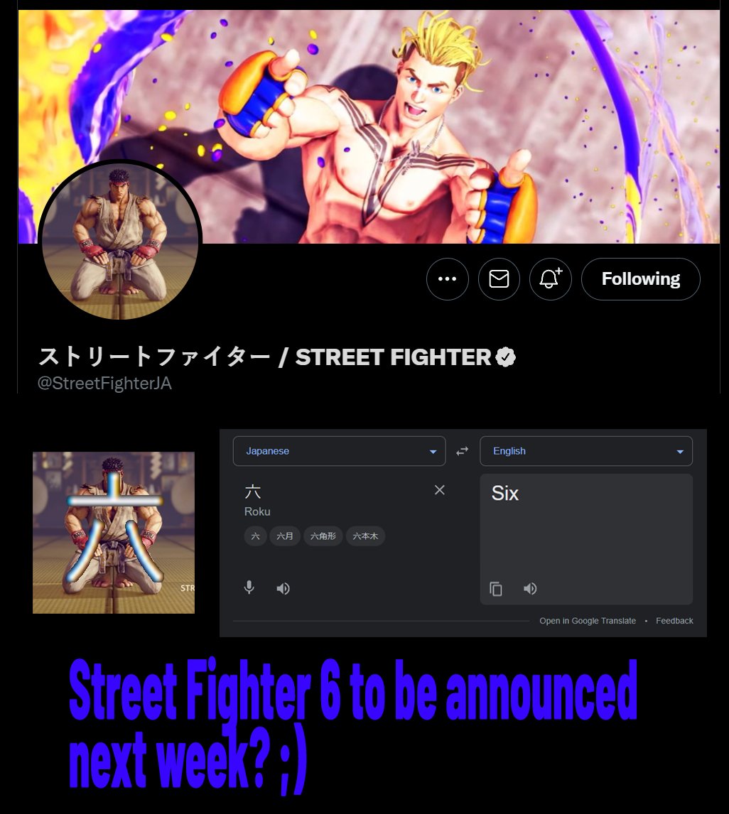 InstantGamingRU's tweet photo. Street Fighter 6 будет анонсирован на следующей неделе? 😜

https://t.co/VoqJAKRXEl
https://t.co/nkL0G4Mdan https://t.co/DMmU1h3NSW
