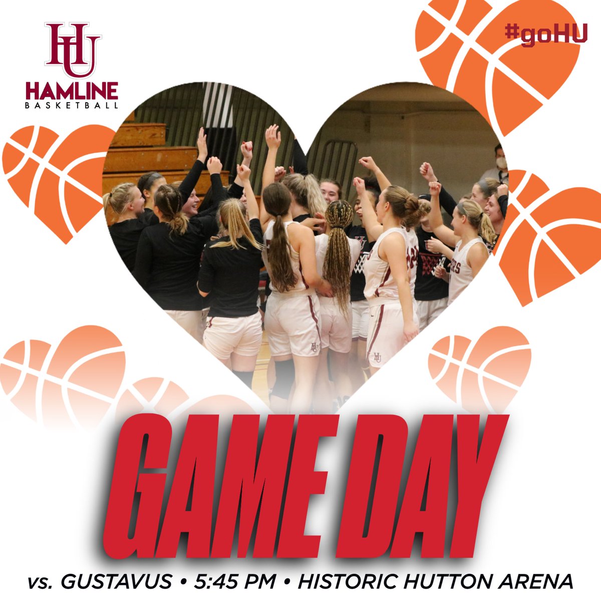 🚨Game Day!
🏀 vs. Gustavus
🕐 5:45 PM
📍 Historic Hutton Arena
💻 portal.stretchinternet.com/hamline/
#goHU