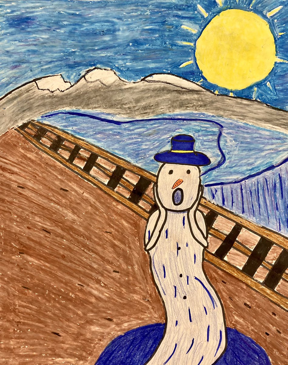 Art_with_MsG's tweet image. 2nd Semester 7th graders completed their remixes of Edvard Munch’s “The Scream” last week.. love seeing their creativity! #TeamKidsFirst #MiddleSchoolArt #arteducation
