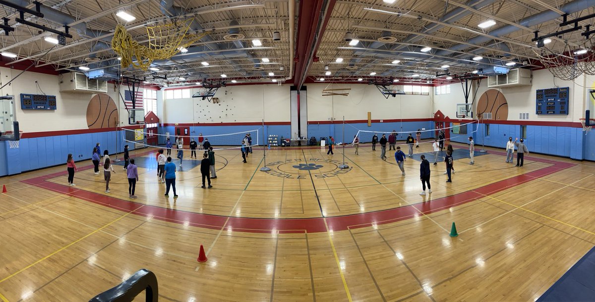 NFMSPE's tweet photo. Volleyball teams are working hard this morning! https://t.co/R02myEaNgS