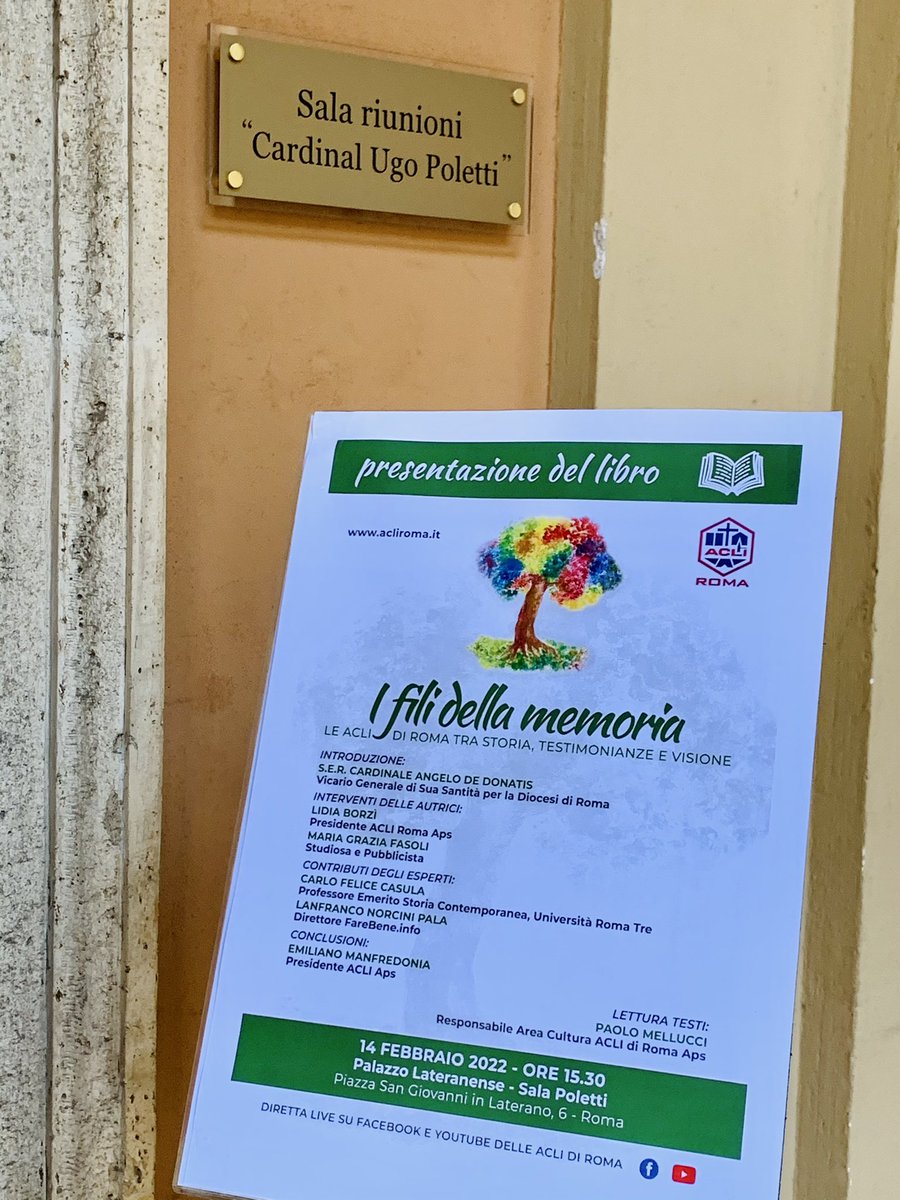 ACLI_Roma's tweet photo. #14febbraio Al Palazzo Lateranense presentazione libro #IFiliDellaMemoria. Introduce card. vicario #AngeloDeDonatis @diocesidiroma interventi autrici @borzilidia #MariaGraziaFasoli 
Contributi #CarloFeliceCasula @lanfranconp @emimafre 

🔴 QUI LA DIRETTA https://t.co/jFNw5ZsM9p https://t.co/SDwC11m6KK